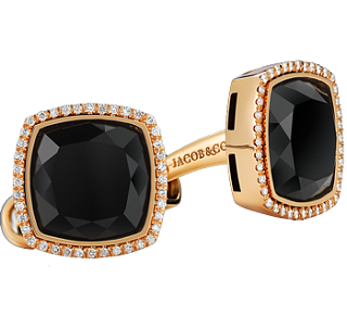 Jacob & Co. Jewelry Men's Cufflinks Black Spinel & Rose Gold Cufflinks 91121651