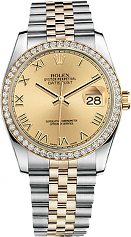 Rolex Datejust 36,39,41 mm 36 mm Steel and Yellow Gold 116243 Champagne