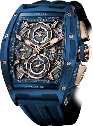 Cvstos Challenge Chrono II Blue Steel with Red Gold 5N components
