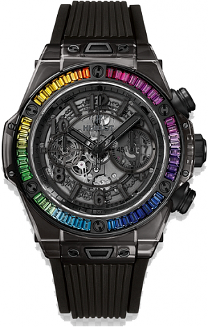 Hublot Архив Hublot Unico All Black Sapphire Rainbow 45 mm 411.JB.4901.RT.4099