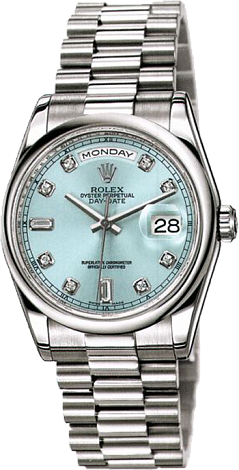 Rolex Архив Rolex 36mm Platinum 118206 Blue Diamonds