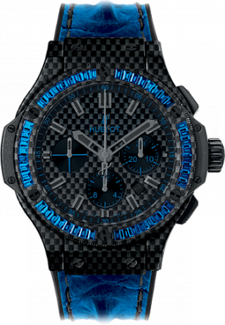 Hublot Big Bang 44 MM Carbon Bezel Baguette Blue Sapphires 301.QX.1790.HR.1901 Hublot Big Bang 44 MM Carbon Bezel Baguette Blue Sapphires 301.QX.1790.HR.1901