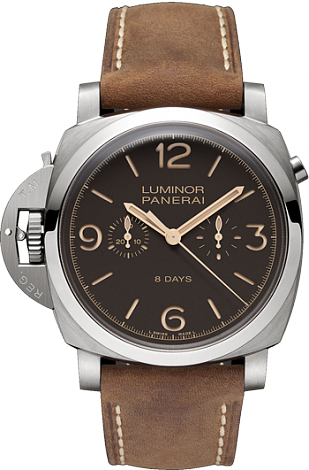 PANERAI LIMITED LUMINOR 1950 CHRONO MONOPULSANTE LEFT-HANDED 8 DAYS TITANIO PAM00579 PANERAI LIMITED LUMINOR 1950 CHRONO MONOPULSANTE LEFT-HANDED 8 DAYS TITANIO PAM00579