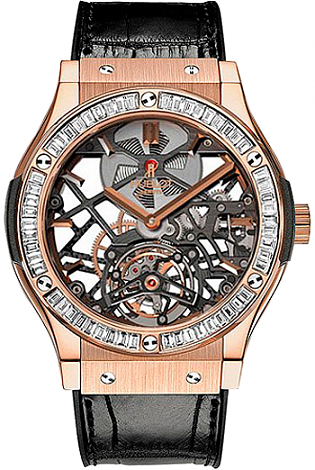 Hublot Архив Hublot Skeleton Tourbillon King Gold Baguette 505.OX.0180.LR.1904