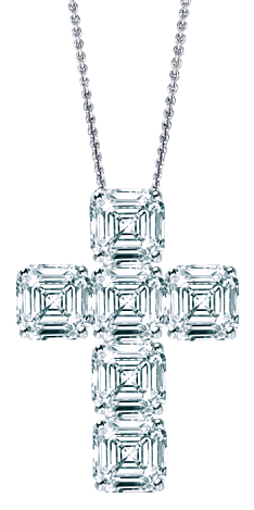 Jacob & Co. Jewelry High Jewelry Asscher Cut Diamond Cross Pendant Pendants Cross Asscher Cut Diamond Cross Pendant Pendants Cross