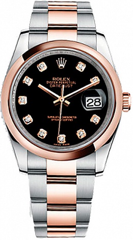 Rolex Архив Rolex 36 mm Steel and Everose Gold 116201 Black Diamonds